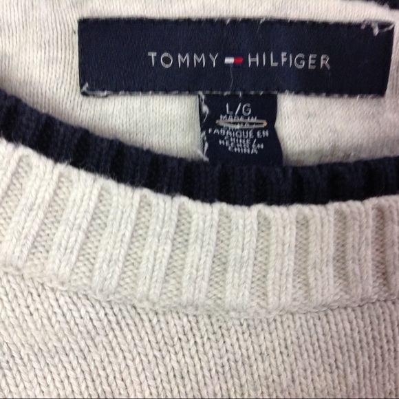 Tommy Hilfiger Men's Sweater Size L Ivory Crew - Picture 2 of 5